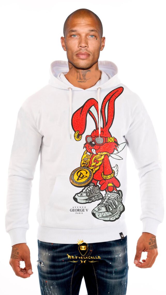 Sudadera George V París Roja Pedrería Brillante Conejo Rojo