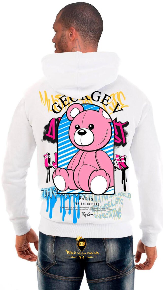 Sudadera George V Paris Blanca Oso Rosa