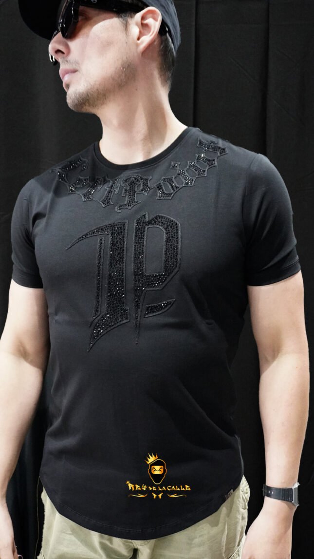 Camiseta Left Point Negra Pedrería Brillante LP