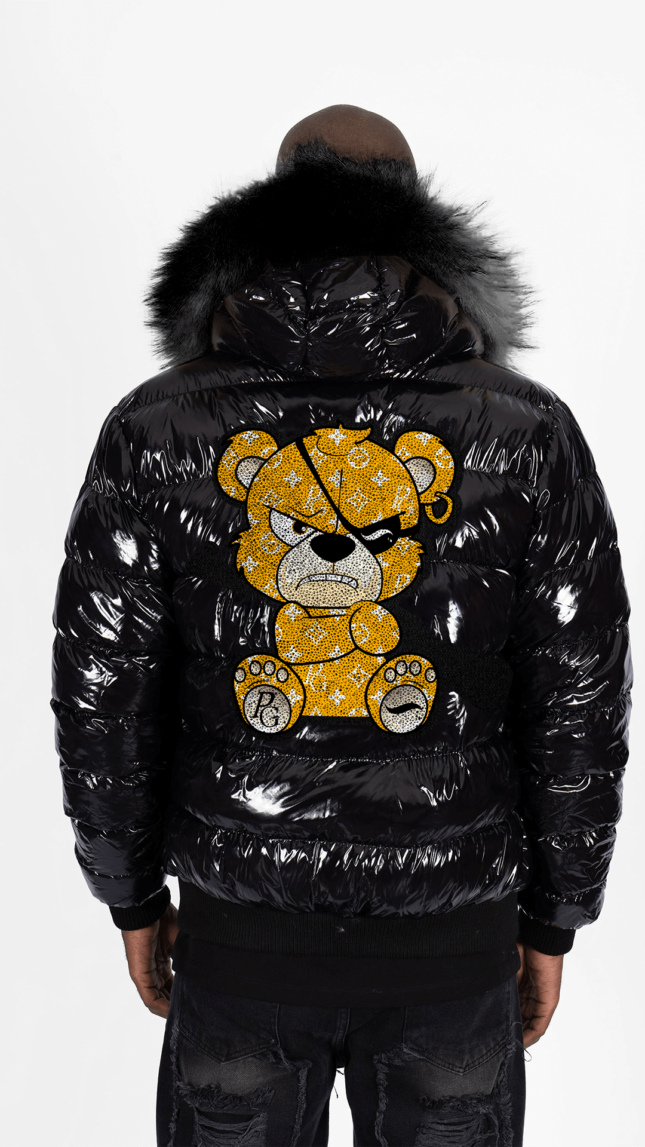 Chaqueta Pirate Gang París Negra Pedrería Brillante Oso Dorado