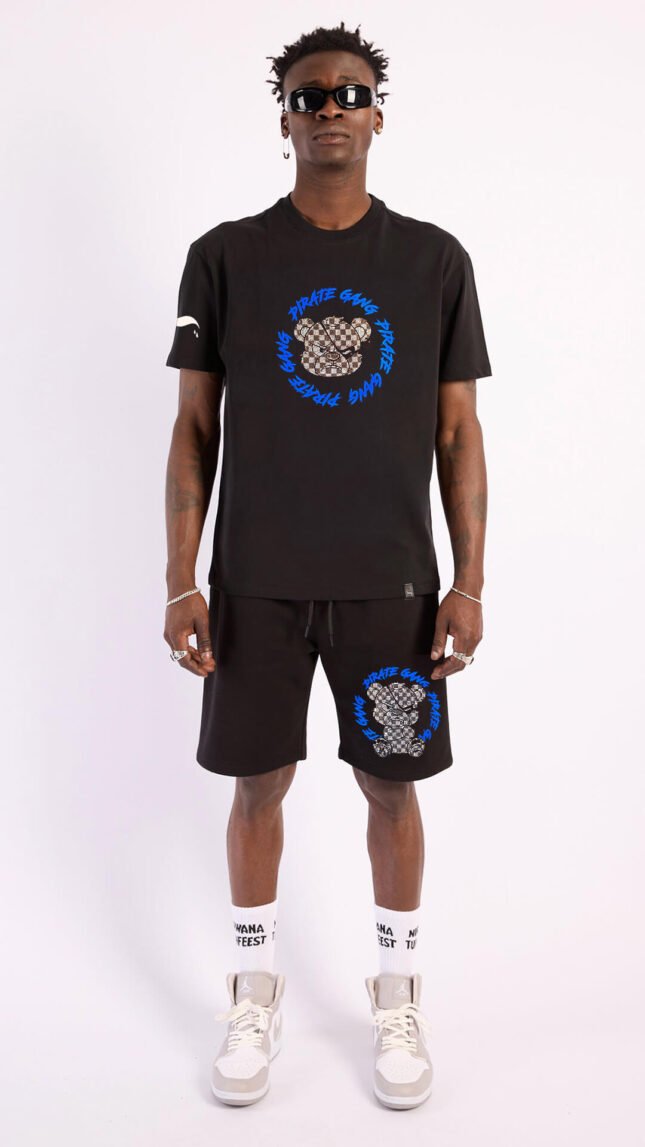 Conjunto PirateGang París Negro Pedrería Brillante Oso Cuadriculado